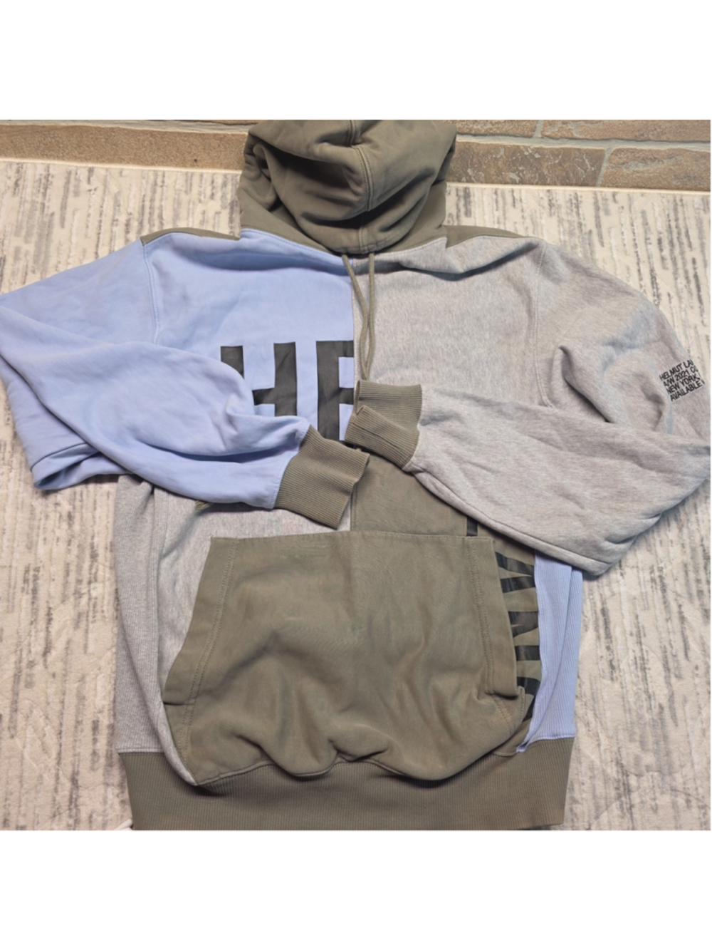 Helmut Lang Colorblock Patchwork Hoodie 2021 Collection New York Worldwide Sz XS